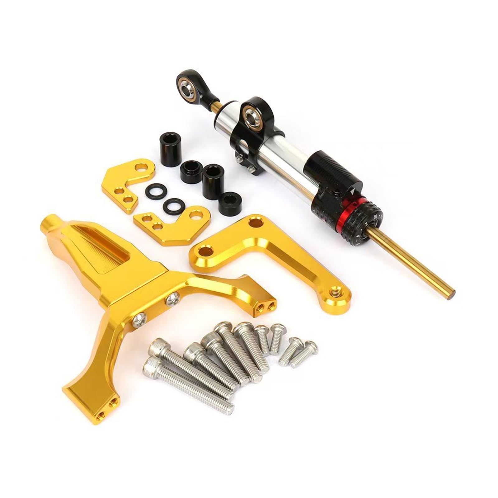 KRFDSV Lenkungsdämpfe Stabilizer Kompatibel Mit Yamaha Für MT-09 2024 Motorrad CNC Aluminium Einstellbarer Dämpfer Motorrad Lenkstabilisator Steuerhalterung Montagesatz(Yellow,D) von KRFDSV