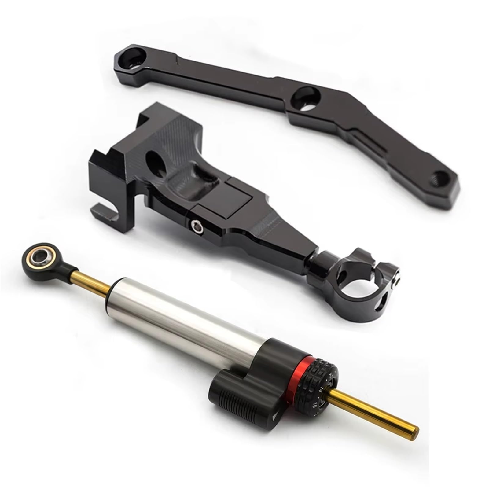 KRFDSV Lenkungsdämpfe Stabilizer Kompatibel Mit Yamaha Für MT-09 Für FZ09 2013-2020 CNC Lenkungsdämpfer Stabilisator Montagehalterung Support Kit Moto Lenkungsdämpfer Stoßdämpfer(Silver) von KRFDSV