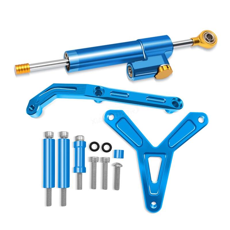 KRFDSV Lenkungsdämpfe Stabilizer Kompatibel Mit Yamaha Für Tracer 9 2021 2022 2023 Motorrad-Lenkungsdämpfer, Der Moto-Lenkungsdämpfer, Stoßdämpfer, Motorrad-Absorber-Stabilisator(Blue,B) von KRFDSV