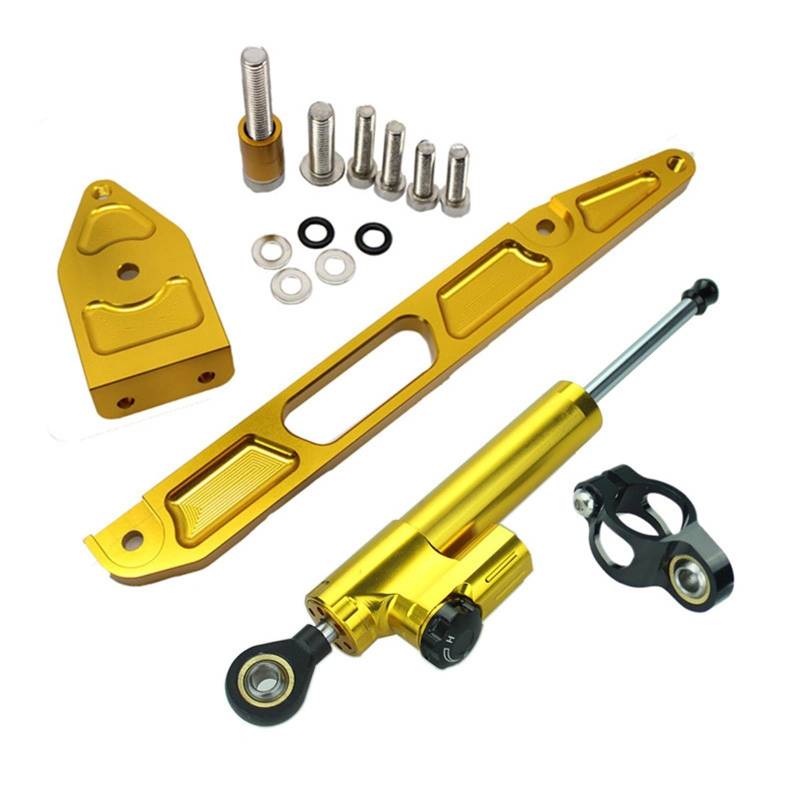 KRFDSV Lenkungsdämpfe Stabilizer Kompatibel Mit Yamaha Für XJR1300 1998-2015 Motorrad Aluminium Lenkungsstabilisator Dämpferhalterung Montagesatz Motorradzubehör(Yellow,C) von KRFDSV