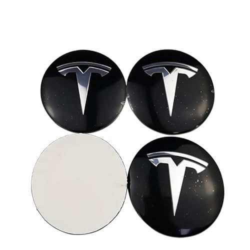 Radnabenkappen Aufkleber für Tesla Model 3 Model S Roadster Cybertuck Model X Model Y, 4 Stück 56mm 3D-Radmittennaben-Zierkappen Auto-Logo-Aufkleber Auto-Styling-Zubehör,D von KRHINO