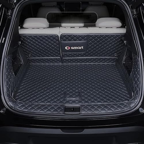 Auto Kofferraum Schutzmatte für Smart #1 rutschfeste Gummi Kofferraumauskleidung, Wasserdichter, Verschleißfester Bodenteppich, Innendekorationszubehör,Black-Allpack von KRIVS