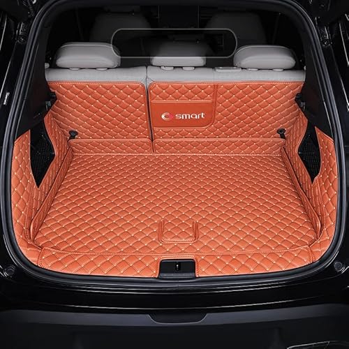 Auto Kofferraum Schutzmatte für Smart #1 rutschfeste Gummi Kofferraumauskleidung, Wasserdichter, Verschleißfester Bodenteppich, Innendekorationszubehör,Orange-Allpack von KRIVS
