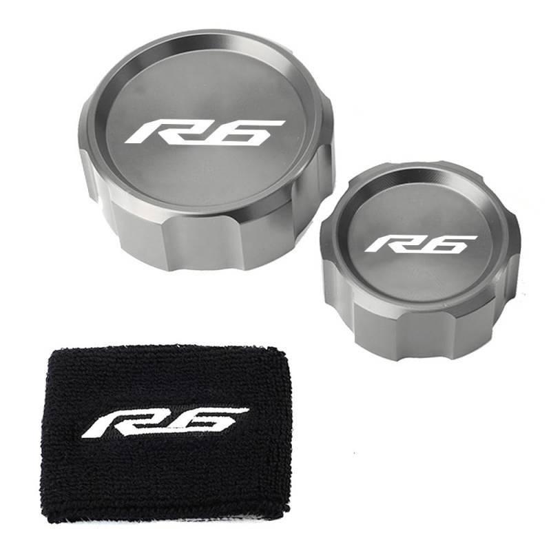 Bremszylinderdeckel Motorrad Vorne Hinten Brems Flüssigkeit Reservoir Abdeckung Socke Öl Füllstoff Kappe Für YZF-R6 2010-2024 von KRJFNAHQ