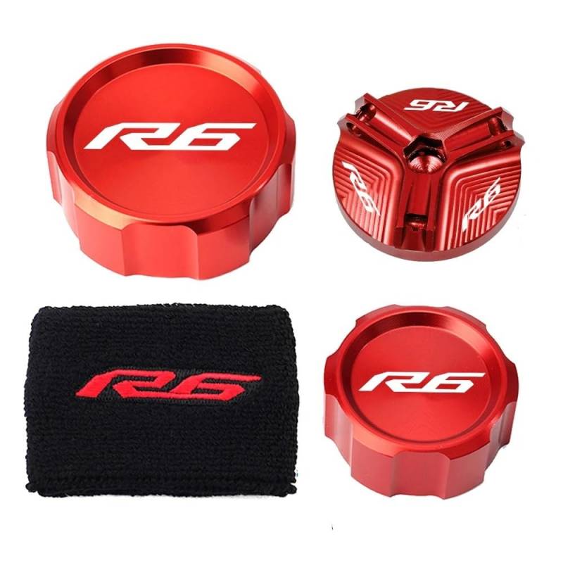 Bremszylinderdeckel Motorrad Vorne Hinten Brems Flüssigkeit Reservoir Abdeckung Socke Öl Füllstoff Kappe Für YZF-R6 2010-2024 von KRJFNAHQ