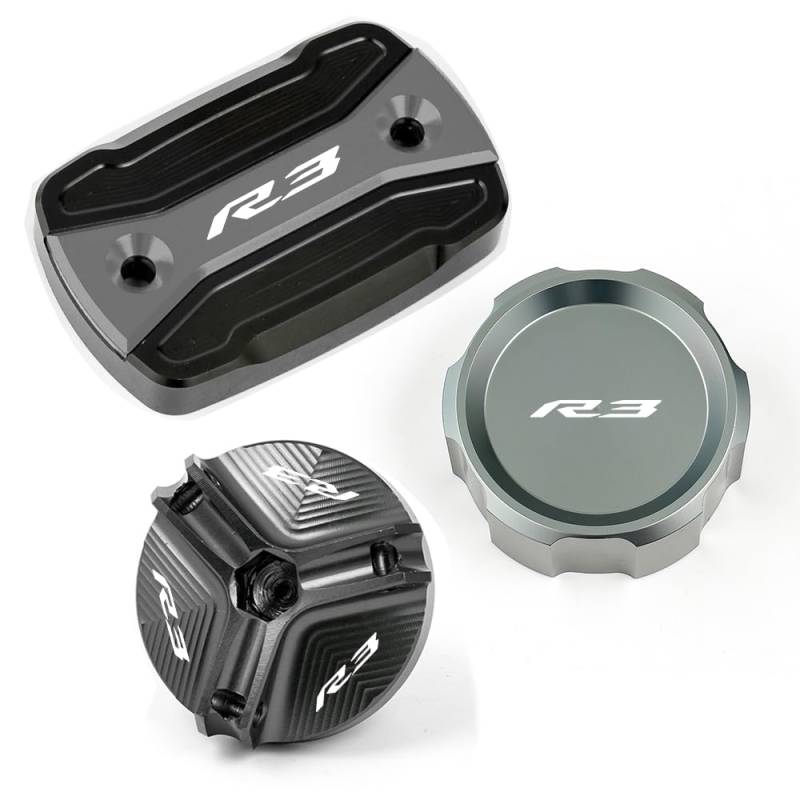Bremszylinderdeckel Motorrad Vorne Hinten Brems Flüssigkeit Reservoir Tank Abdeckung Öl Füllstoff Kappe Zubehör Für MT03 YZFR3 2015-2024 von KRJFNAHQ
