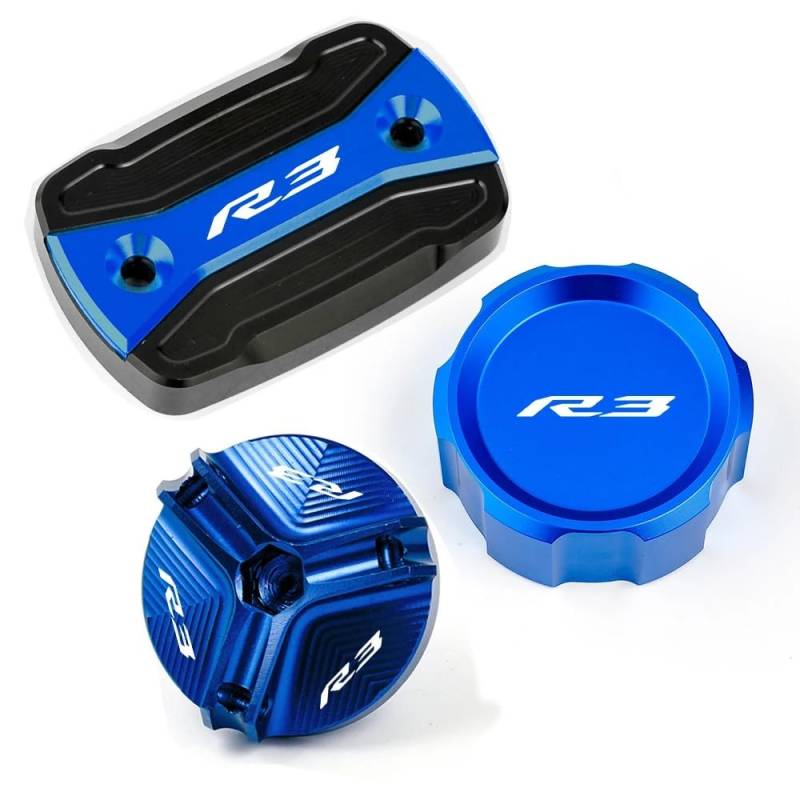 Bremszylinderdeckel Motorrad Vorne Hinten Brems Flüssigkeit Reservoir Tank Abdeckung Öl Füllstoff Kappe Zubehör Für MT03 YZFR3 2015-2024 von KRJFNAHQ