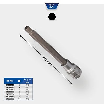 Ks Tools 1/2 Innensechskant Bit-Stecknuss, 140 mm lang, 8 mm [Hersteller-Nr. BT022883] von KS TOOLS