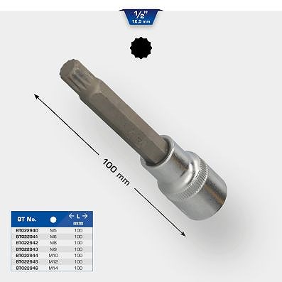 Ks Tools 1/2 Vielzahn-Bit-Stecknuss, 100 mm lang, M12 [Hersteller-Nr. BT022945] von KS TOOLS