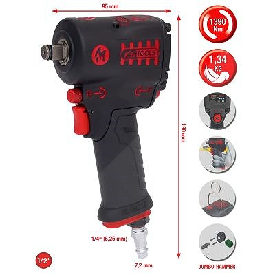 Ks Tools 1/2 miniMONSTER Hochleistungs-Druckluft-Schlagschrauber 1.390 Nm [Hersteller-Nr. 515.1270] von KS TOOLS