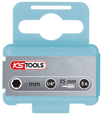 Ks Tools 1/4 EDELSTAHL Bit Innensechskant, 25mm, 6mm, 5er Pack [Hersteller-Nr. 910.2264] von KS TOOLS