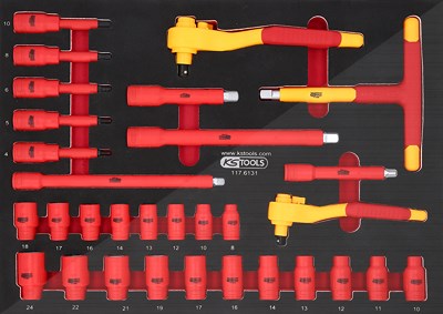 Ks Tools 3/8+1/2 Isolierter Steckschlüssel-Satz + Drehmoschlüssel 31-tlg [Hersteller-Nr. 117.6131] von KS TOOLS