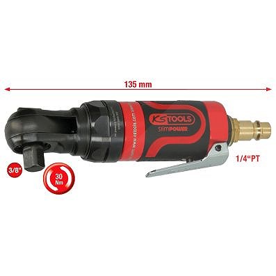 Ks Tools 3/8 SlimPOWER Mini-Druckluft-Umschaltratsche 30Nm [Hersteller-Nr. 515.5510] von KS TOOLS