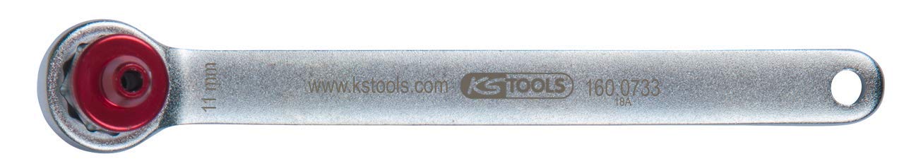 KS Tools 160.0733 Bremsen-Entlüftungsschlüssel. extra kurz. 11 mm. rot von BRILLIANT TOOLS