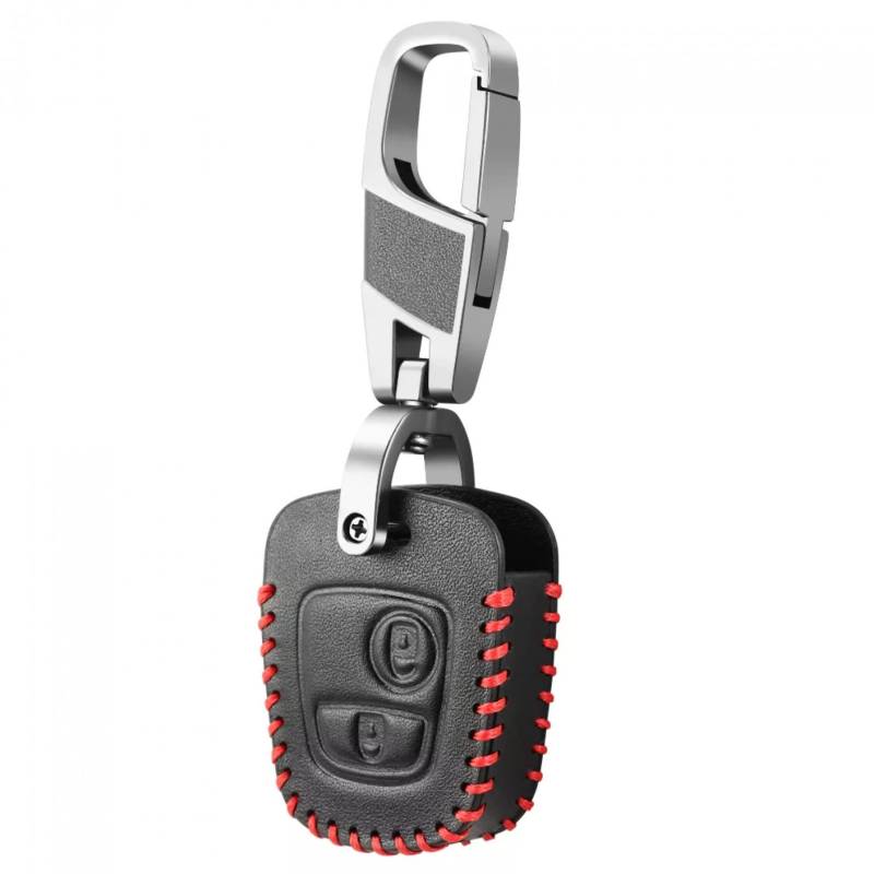 Leder Autoschlüssel Hülle Shell Auto Fernbedienung Schlüsselanhänger passend für Peugeot 107 206 207 306 307 407 passend für Citroen C3 C1 C2 C4 Xsara Picasso von KSHSAA