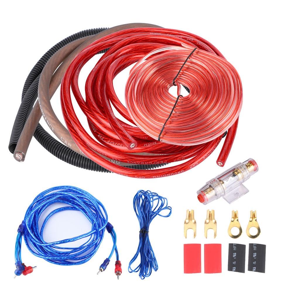 KSTE Subwoofer Cable, Subwoof Verstark, Audio Verstark, Car Subwoofer Wire Kit, 4 Guage 2800W Car Audio Subwoofer-Verstärker-Lautsprecher-Installation Wire Cable Kit Fuse Anzug von KSTE