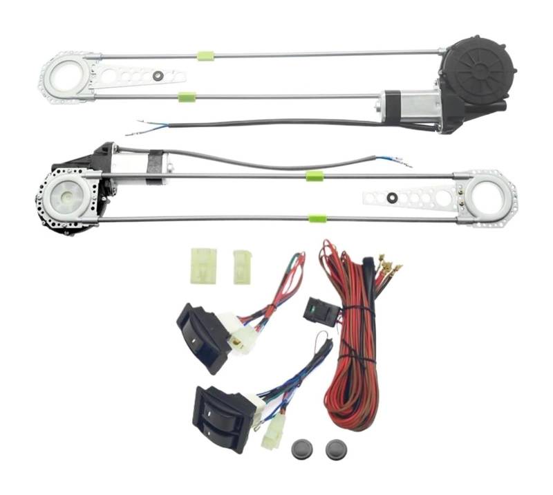 Fensterheber Mechanismus Teil Autoglas-Regler Universal Vorne 2-türig Auto Elektrische Fensterheber-Sets Mit Set-Schaltern Und Kabelbaum Auto-Fensterheber-Set von KTGVTPBHBW