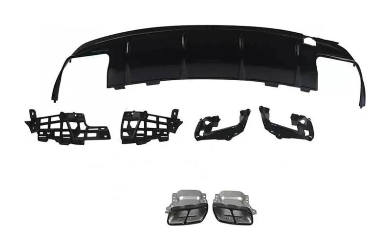Heckscheibenspoiler Für M&ercedes Für B&enz Für C117 W117 CLA 2013-2019 Heckspoiler Heckflügel Heckdiffusor Stoßstange Lippenabdeckung Auspuffrohr Deflektorschutz(Black Silvery Set) von KTGVTPBHBW