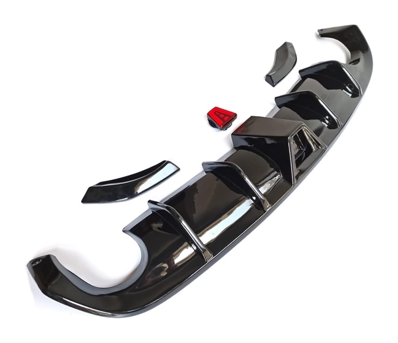 Heckscheibenspoiler Für VW Für S&cirocco R 2015 2016 2017 Heckstoßstange Spoiler Splitter Auto Body Kit Mit Lampe Auto Heckdiffusor Lippe(Gloss Black A) von KTGVTPBHBW