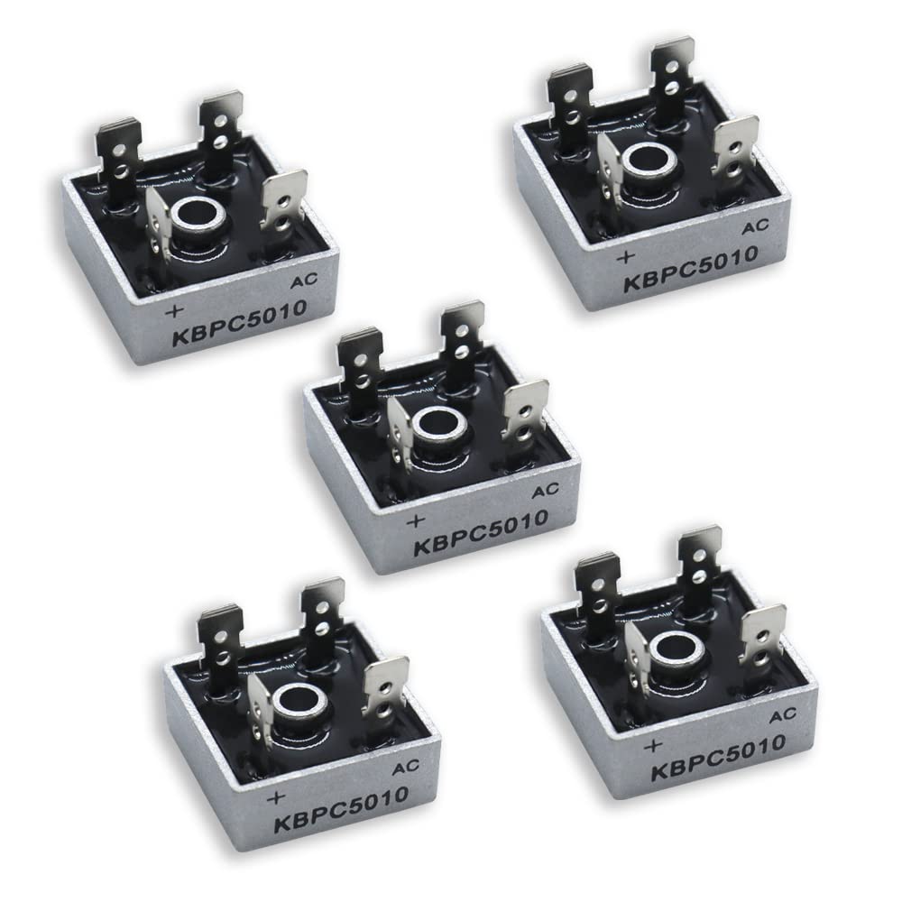 KUBOWAI 5 Stück KBPC5010 Brückengleichrichterdiode Set, 50A 1000V Einphasen Vollwellen Metallgehäuse 4 Pin Durchgangsloch KUBOWAI 5 Stück KBPC5010 Brückengleichrichterdiode Set, 50A 1000V Einphasen Vollwellen Metallgehäuse 4 Pin Durchgangsloch von KUBOWAI