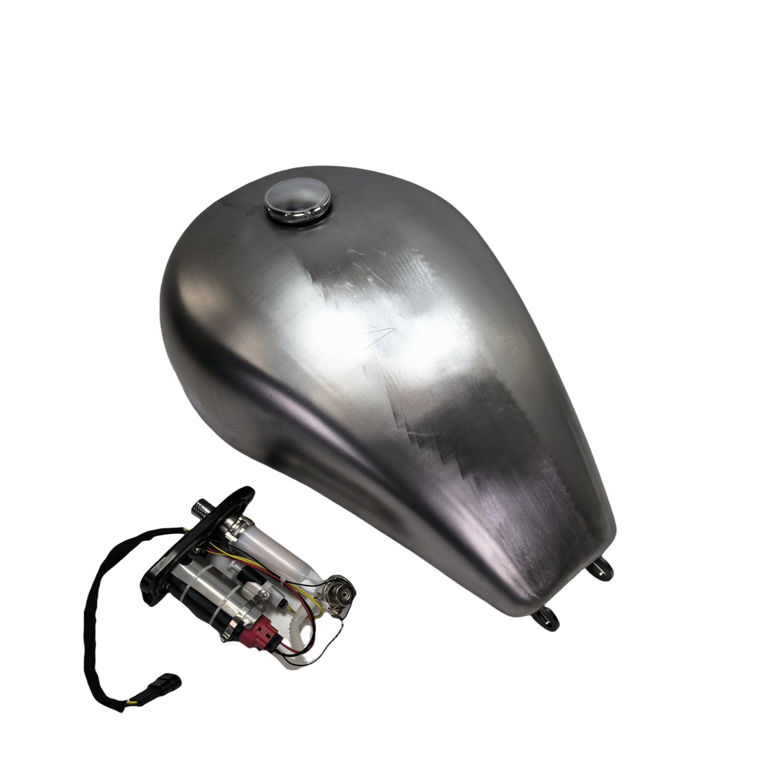 Motorrad-Benzin-Tank mit Kappe für Harley DYNA 2007–2017 EFI Versionen, unlackiert, Silber, 18 l Motorrad-Benzin-Tank mit Kappe für Harley DYNA 2007–2017 EFI Versionen, unlackiert, Silber, 18 l von KUBYMOTO