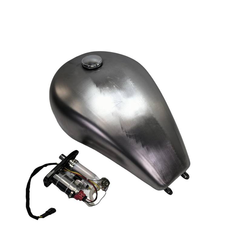 Motorrad-Benzin-Tank mit Kappe für Harley DYNA 2007–2017 EFI Versionen, unlackiert, Silber, 18 l von KUBYMOTO