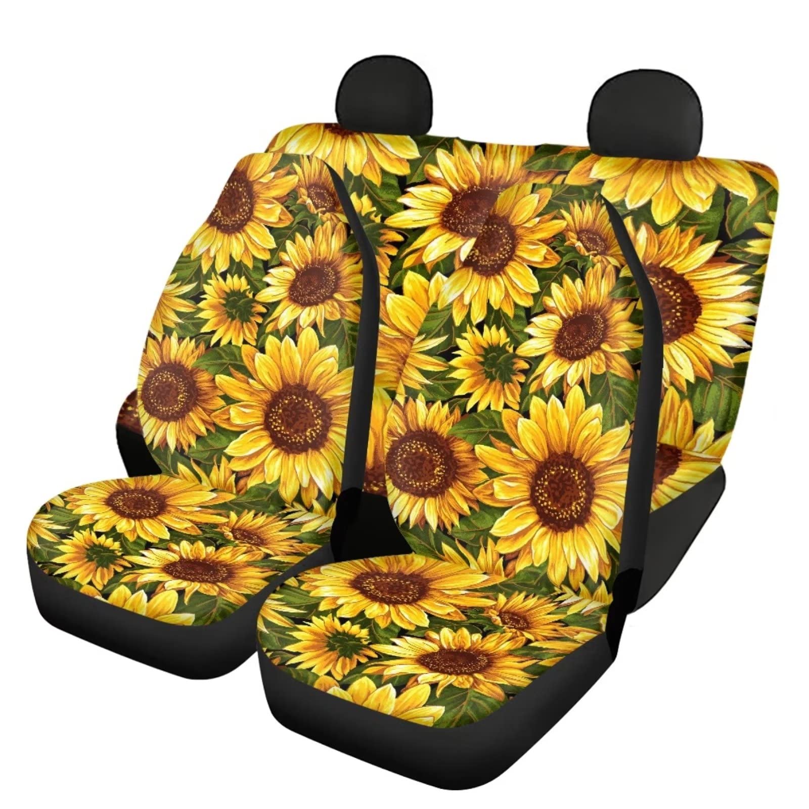 KUIFORTI Sonnenblumen-Autositzbezüge, komplettes Set mit 4 Stück, blühende Sonnenblume, Auto-Innenzubehör-Set mit Vorderschalen-Sitzschutz, geteilte Bank-Rücksitzpolster, universelle Passform KUIFORTI Sonnenblumen-Autositzbezüge, komplettes Set mit 4 Stück, blühende Sonnenblume, Auto-Innenzubehör-Set mit Vorderschalen-Sitzschutz, geteilte Bank-Rücksitzpolster, universelle Passform von KUIFORTI