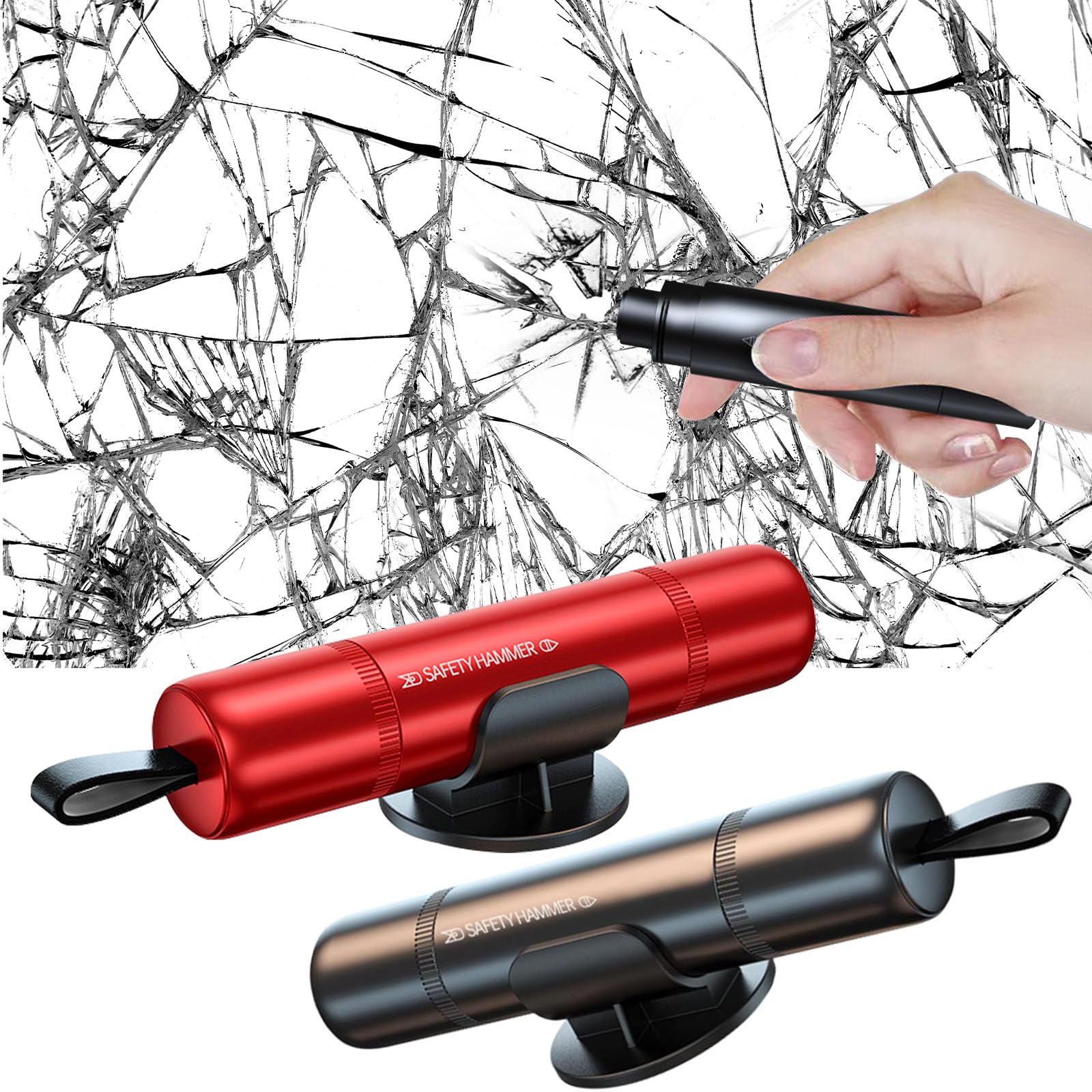 Notfallhammer Auto mit Gurtschneider, 2 Stück 2 in 1 Gurtschneider Notfallhammer, Protector Sicherheitshammer, Nothammer Auto, Sicherheitshammer mit Gurtschneider, Notfallwerkzeuge Autozubehör Notfallhammer Auto mit Gurtschneider, 2 Stück 2 in 1 Gurtschneider Notfallhammer, Protector Sicherheitshammer, Nothammer Auto, Sicherheitshammer mit Gurtschneider, Notfallwerkzeuge Autozubehör von KUKUPOW