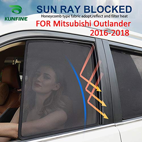 KUNFINE 2 PCS/Set Magnetisch Auto Fenster Sonnenschutz Mesh Schatten Blind Custom Fit Fahrzeugspezifisch Für Mitsubishi Outlander 2016-2018 von KUNFINE
