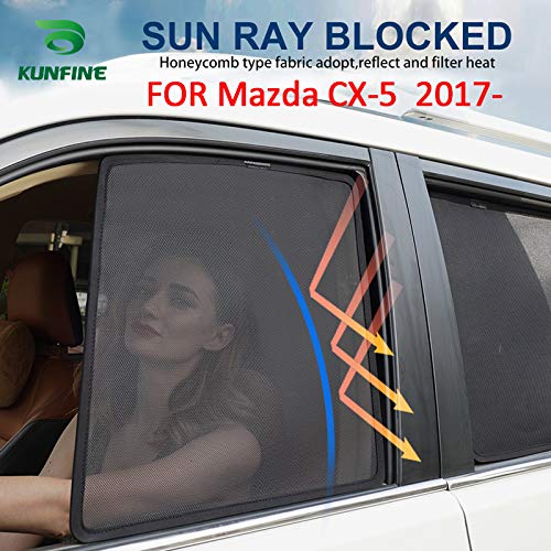 KUNFINE 4 PCS/Set Magnetisch Auto Fenster Sonnenschutz Mesh Schatten Blind Custom Fit Fahrzeugspezifisch Für Mazda CX-5 2017- von KUNFINE