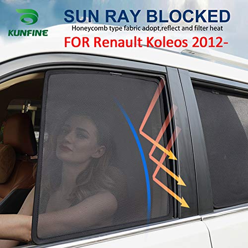 KUNFINE 4 PCS/Set Magnetisch Auto Fenster Sonnenschutz Mesh Schatten Blind Custom Fit Fahrzeugspezifisch Für Renault Koleos 2012- von KUNFINE
