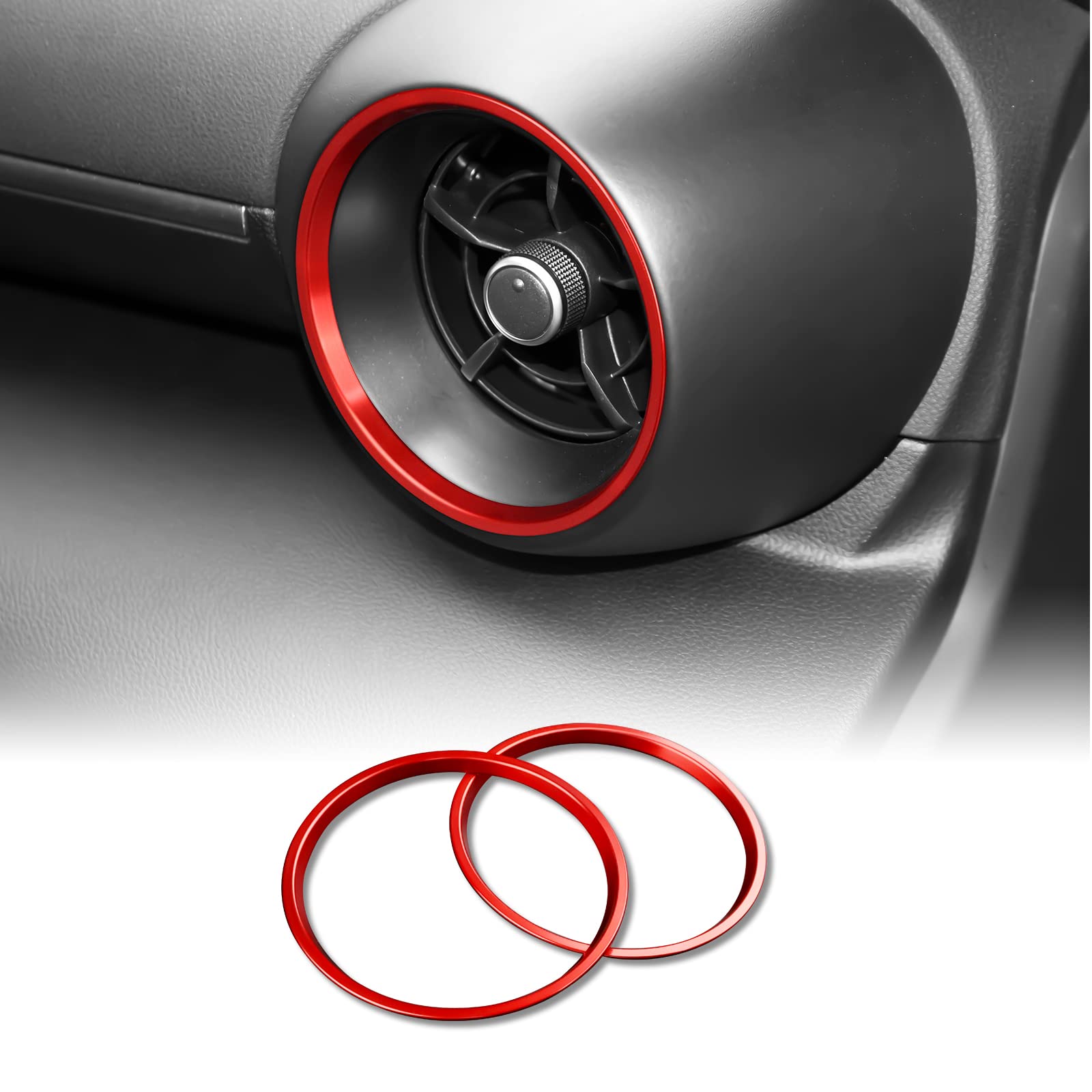 KUNGKIC 2PCS Auto Klimagerät Luftauslass Ring Entlüftungsring Innenbereich Dekorative Compatible with Toyota GR86 Subaru BRZ 2021 2022 2023 Aluminium-Legierung Zubehör Sport Style (Rot) von KUNGKIC
