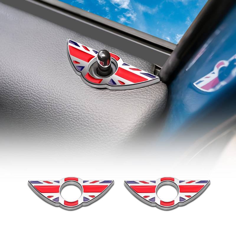 KUNGKIC 2Stück Auto-Flügel-Emblem Ringe Aufkleber Türschloss Pin Knöpfe Abdeckung Dekoration Accessoire Auto-Innenteile für MINI Clubman Cooper Cabrio R55 R56 R57 Autos Türschloss Logo(Typ B) von KUNGKIC