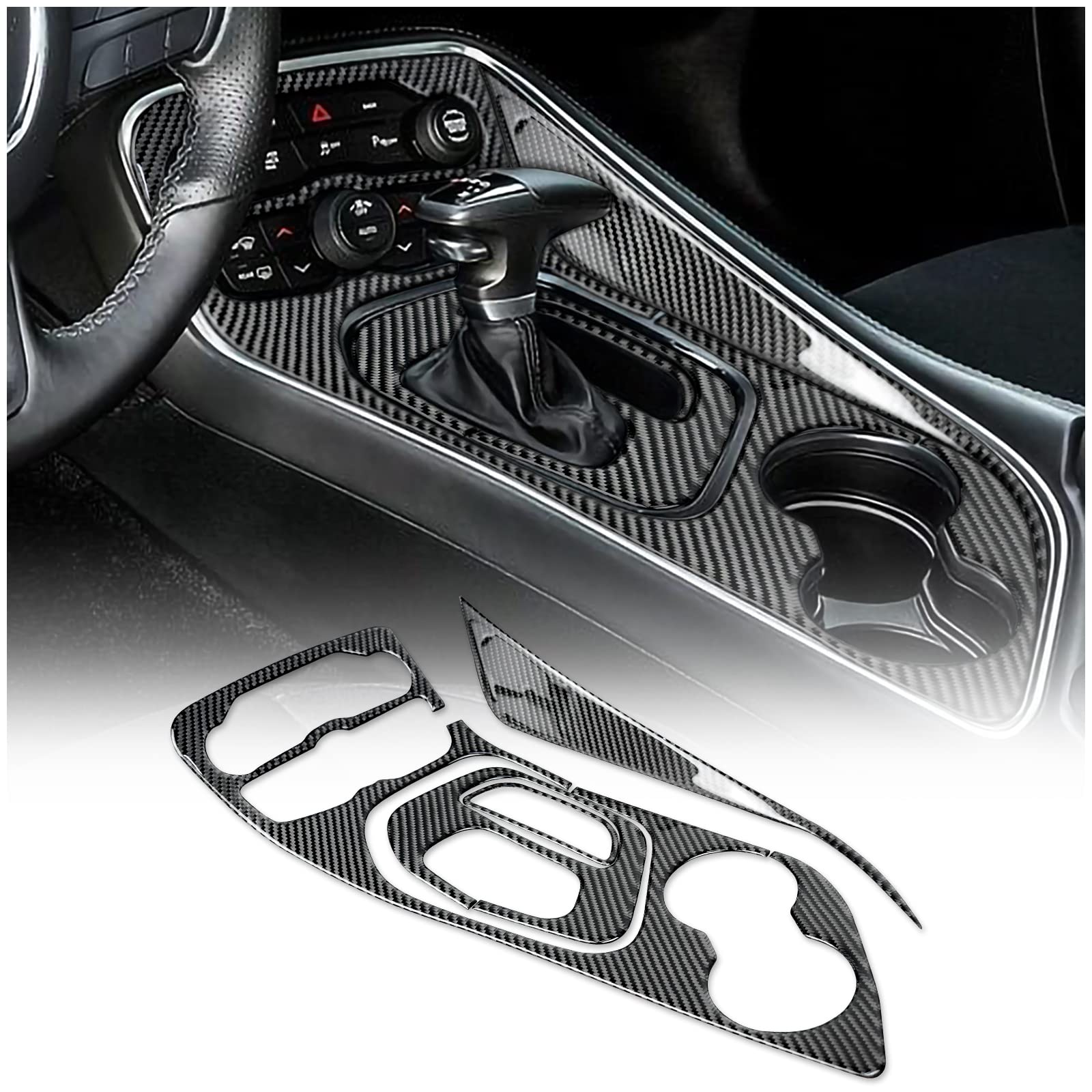 KUNGKIC 4 Stück Auto-Mittelkonsole Schalttafel Getrieberahmen Aufkleber Kohlefaser Zubehör Schalthebel Innenraum Dekorative Kompatibel mit Dodge Challenger 2015 2016 2017 2018 2019 2020 zubehör KUNGKIC 4 Stück Auto-Mittelkonsole Schalttafel Getrieberahmen Aufkleber Kohlefaser Zubehör Schalthebel Innenraum Dekorative Kompatibel mit Dodge Challenger 2015 2016 2017 2018 2019 2020 zubehör von KUNGKIC
