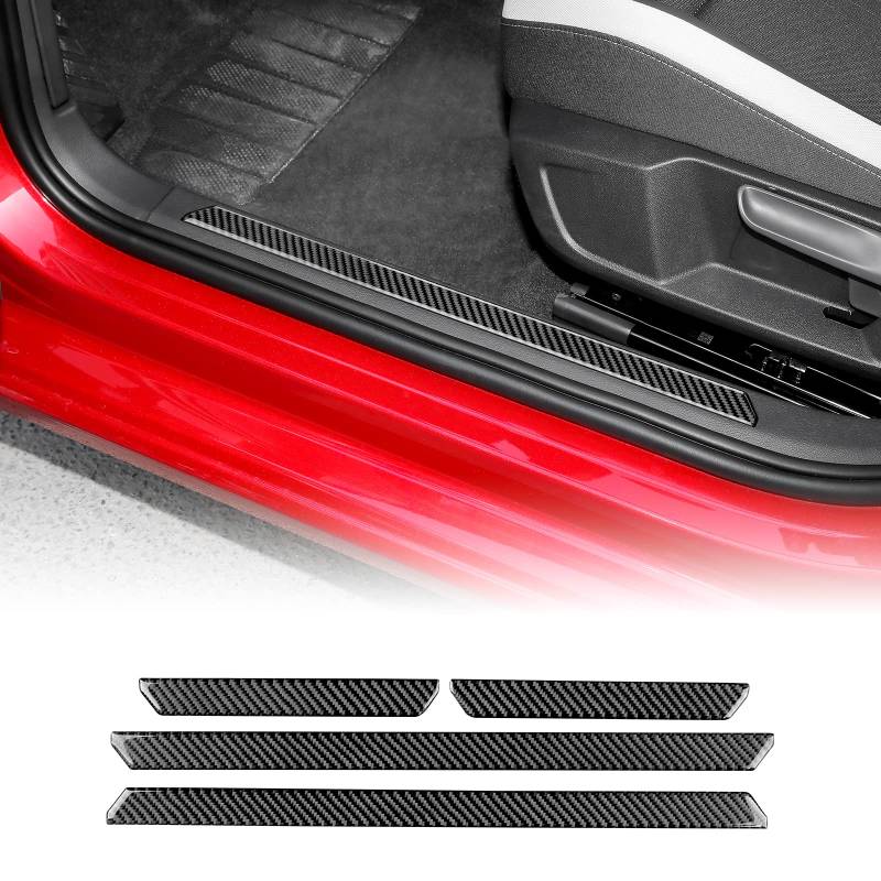 KUNGKIC 4 Stück Auto Türschützer Schwellerabdeckung Kohlefaser Dekorativ Aufkleber Compatible with Volkswagen vw Golf 8 2020 2021 2022 2023 Schwellenwert-Streifen Trim Zubehör Schwarz von KUNGKIC