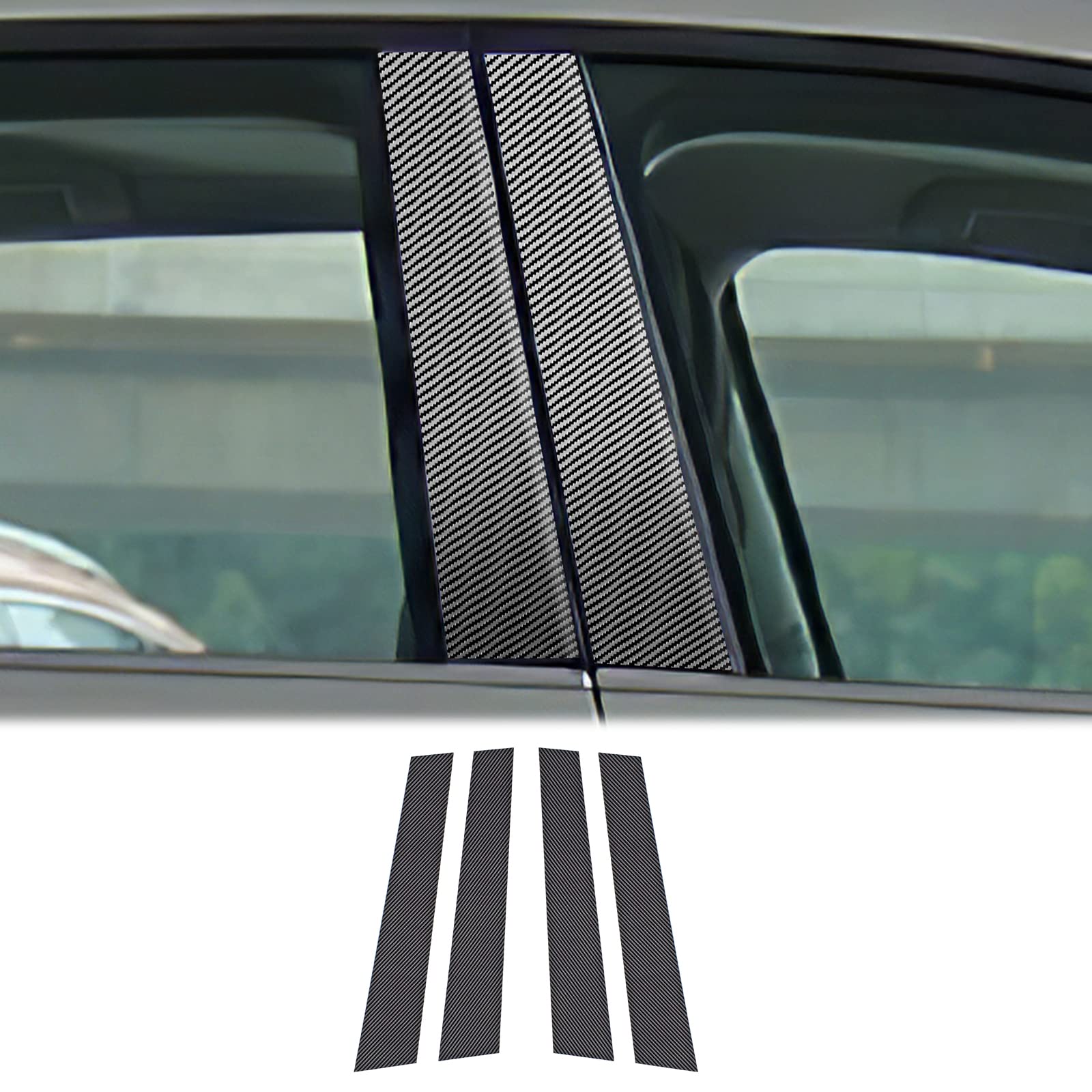 KUNGKIC 4 Stück B Säule Abdeckung Auto Fenster Säule Dekorativ Aufkleber Dekorativ Compatible with Volkswagen VW Golf 7 MK7 2014-2019 Fenster B C Säule Aufkleber Zubehör (Kohlefaser-Muster) von KUNGKIC