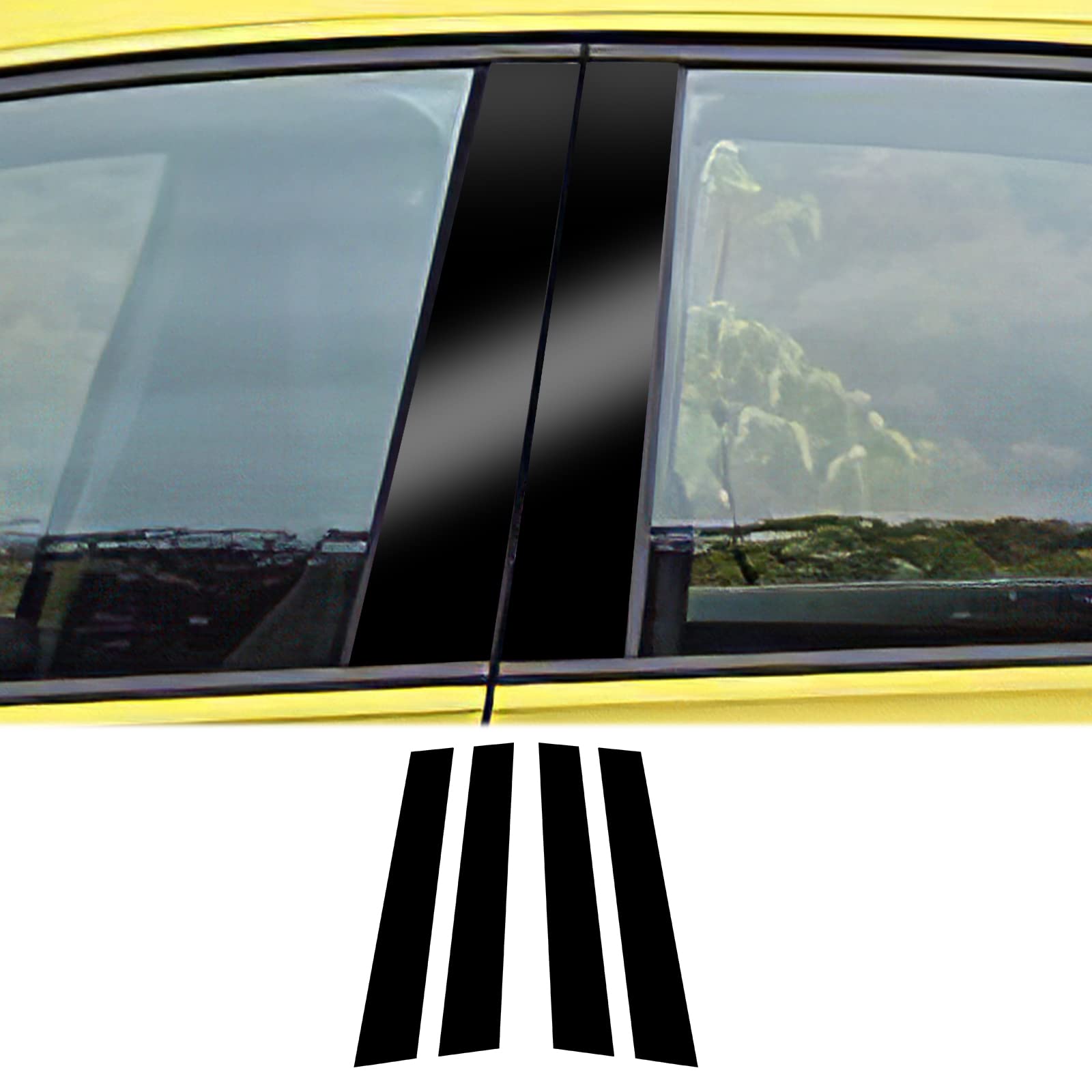 KUNGKIC 4 Stück B Säule Abdeckung Auto Fenster Säule Dekorativ Aufkleber Dekorativ Compatible with Volkswagen VW Golf 8 MK8 2020-2022 Fenster B C Säule Aufkleber Zubehör (Schwarz) von KUNGKIC