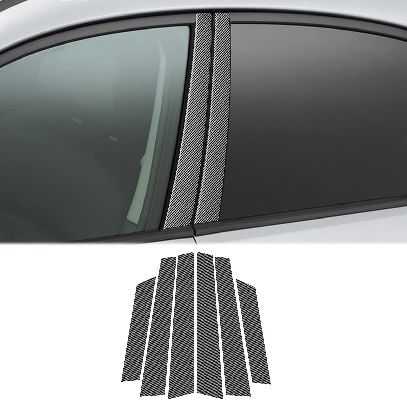 KUNGKIC 6Stück B Säule Abdeckung Auto Fenster Säule Dekorativ Aufkleber Dekorativ Compatible with Subaru XV 2012-2017 Fenster B C Säule Aufkleber Zubehör (Kohlefaser-Muster) von KUNGKIC