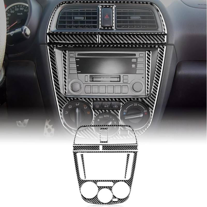 KUNGKIC 7Stück Kohlefaser Auto-Multimedia-Zentralkonsole Panel Aufkleber Compatible with Subaru Impreza STI 2002 2003 2004 Innenbereich Dekorative Zubehör (Schwarz) von KUNGKIC