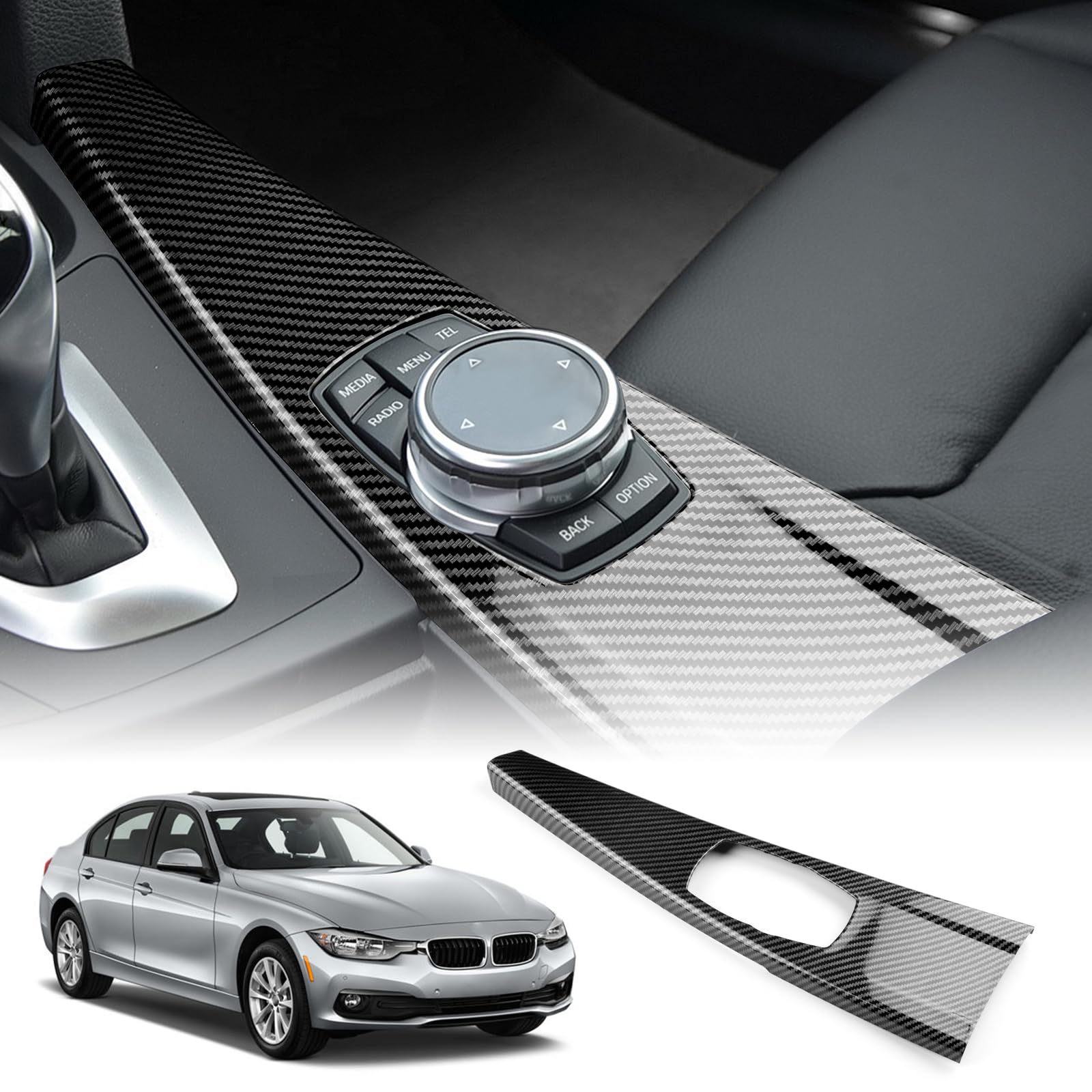 KUNGKIC ABS Auto Mittelkonsole Multimedia Knopf Knopfleiste Abdeckung Dekorativ Innenbereich Aufkleber Für BMW 3er F30 F31 GT F34 4er F32 F33 F36 Zubehör, Kohlefaser-Muster KUNGKIC ABS Auto Mittelkonsole Multimedia Knopf Knopfleiste Abdeckung Dekorativ Innenbereich Aufkleber Für BMW 3er F30 F31 GT F34 4er F32 F33 F36 Zubehör, Kohlefaser-Muster von KUNGKIC