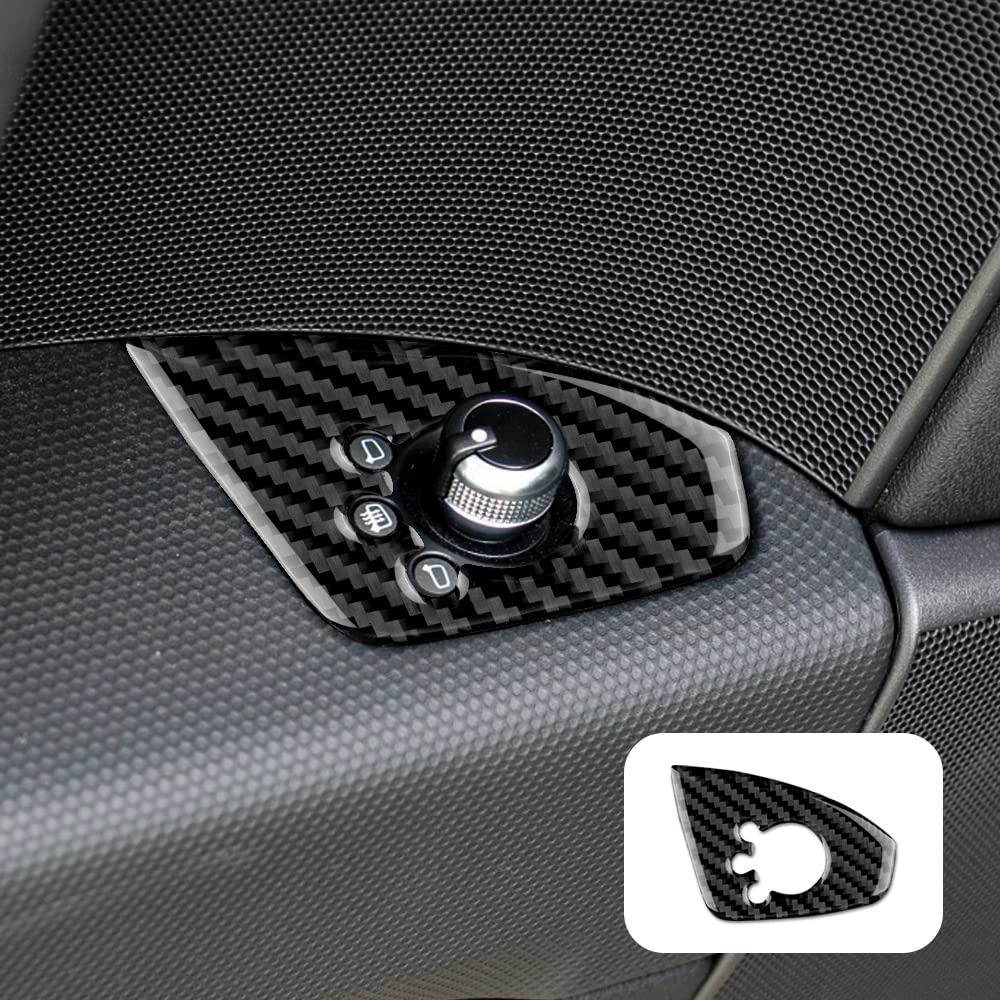 KUNGKIC Abdeckung für den Einstellknopf des Rückspiegels Innenaufkleber Kohlefaser Aufkleber Compatible with Audi TT MK2 2007-2014 Zubehör (A-Stil Schwarz) von KUNGKIC