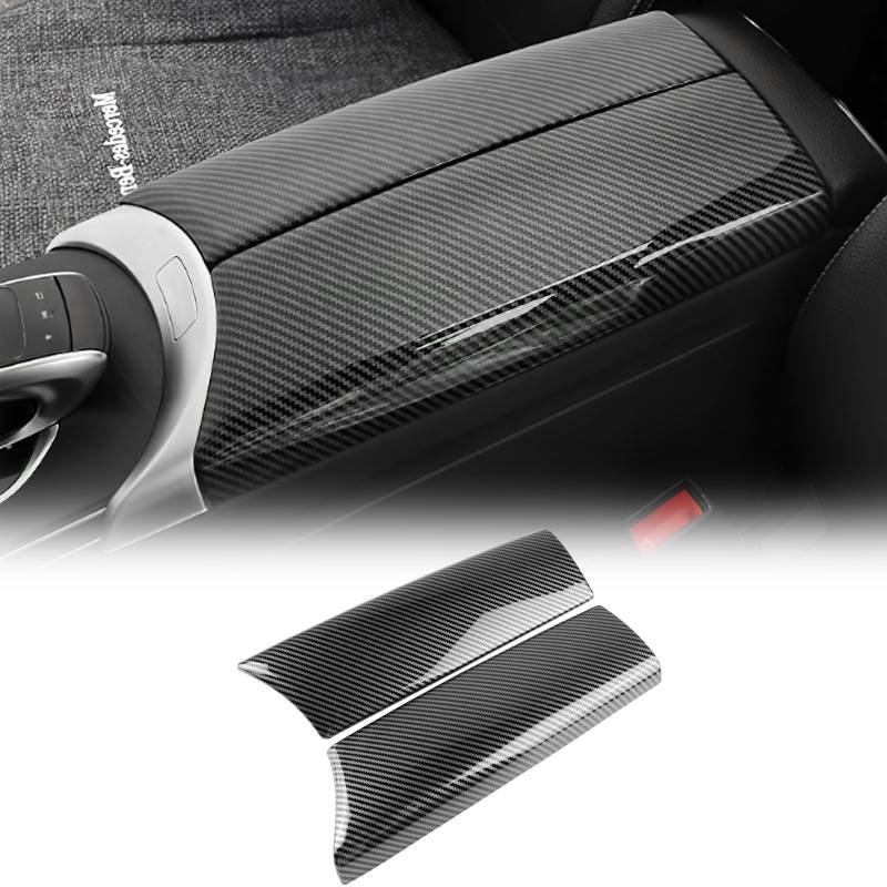KUNGKIC Auto Armlehnen Box Abdeckung Mittelkonsole Beschützer Trim Aufkleber Innenraum Für Mercedes-benz C Klasse W205 GLC X253 2015-2021 Zubehör,ABS (Kohlefaser-Muster) von KUNGKIC