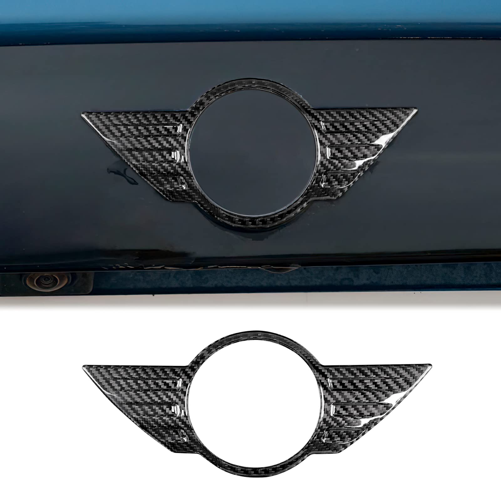KUNGKIC Auto Heckkofferraum-Embleme Aufkleber Logo-Plakette Zierleiste Kohlefaser Compatible with Mini Cooper R60 R61 Zubehör Autokofferraumdeckel Äußeres (275mm/Rückseite) von KUNGKIC