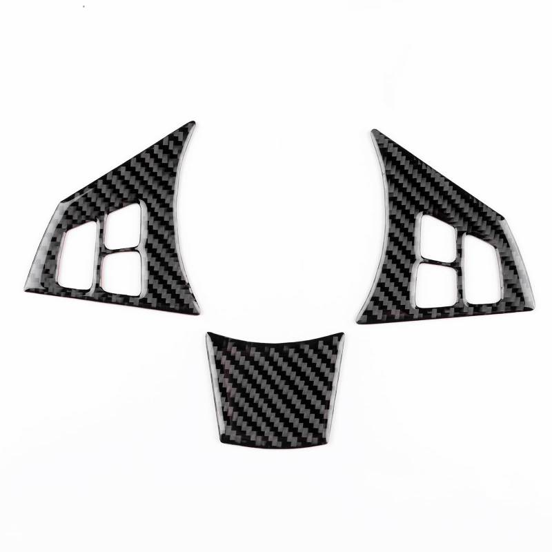 KUNGKIC Auto Lenkrad Carbon Fiber Trim Aufkleber Dekorationen für BMW 6er E63 E64 2004-2010 Lenkradfunktion Taste Schalter Abdeckung Innenausstattung (Schwarz-ohne Löcher) (Schwarz, ohne Löcher) von KUNGKIC