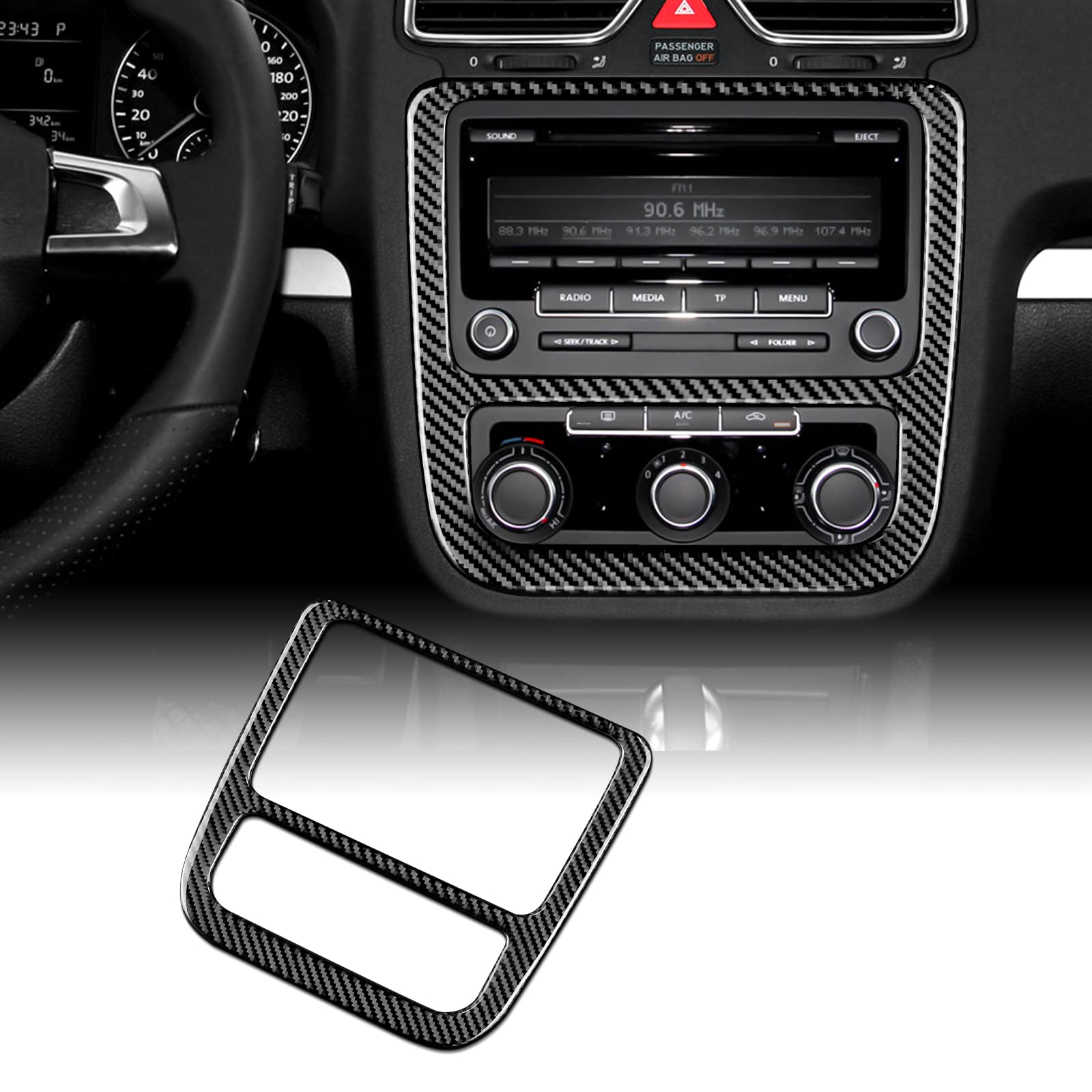 KUNGKIC Auto Zentrale Steuerung CD AC Panel Kohlefaser Aufkleber Dekorative Innenbereich Compatible with VW Volkswagen Scirocco 2009-2014 Zubehör von KUNGKIC