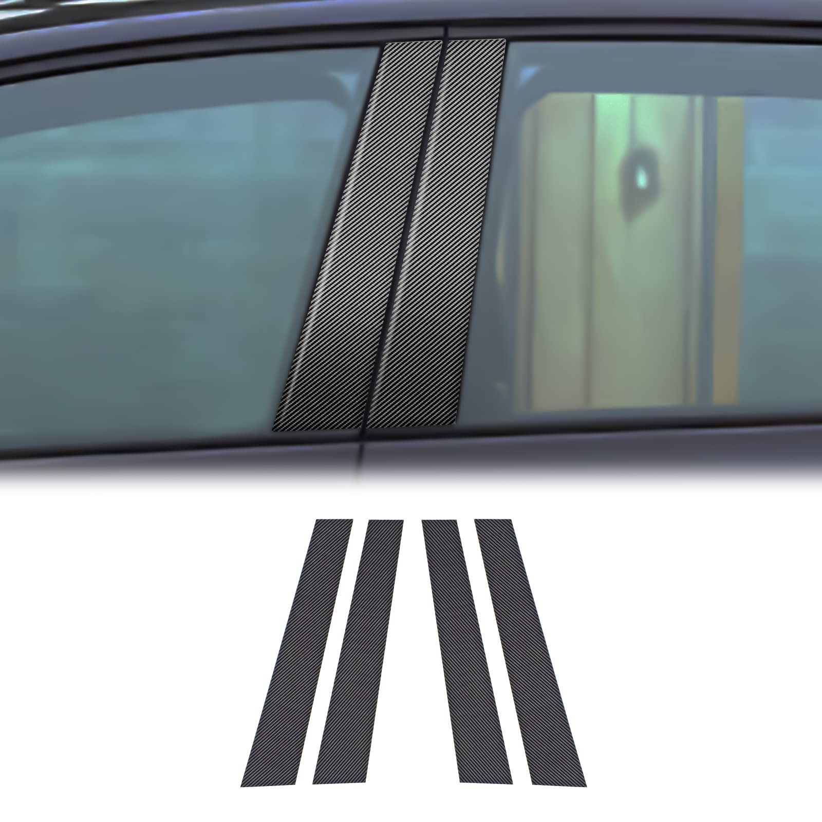 KUNGKIC B Säule Abdeckung Auto Fenster Säule Dekorativ Aufkleber Dekorativ Compatible with Volkswagen VW Golf 6 MK6 2010-2013 Fenster B C Säule Aufkleber Zubehör (Kohlefaser-Muster) von KUNGKIC