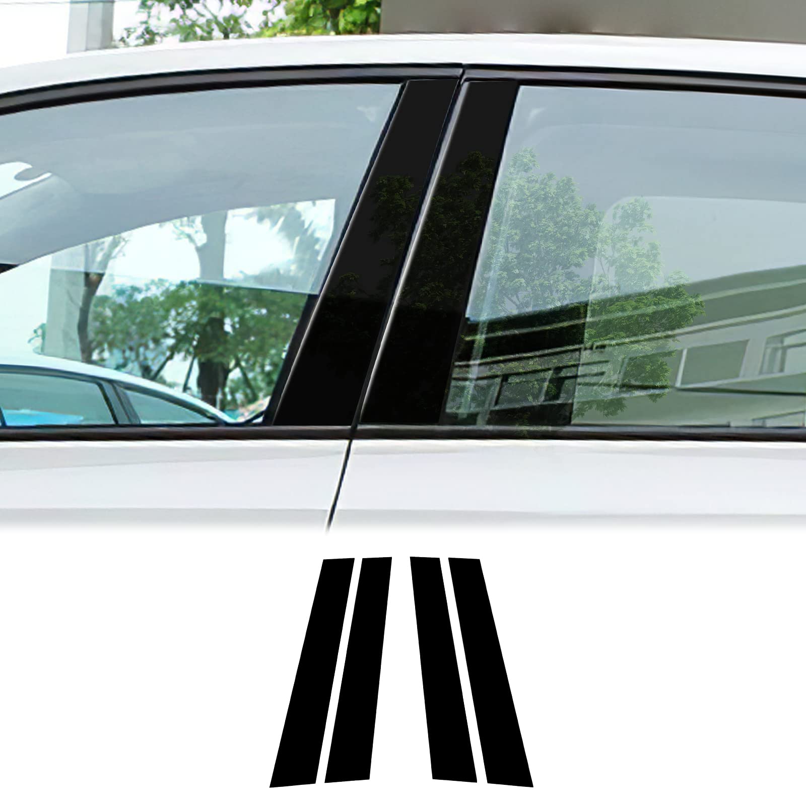 KUNGKIC B Säule Abdeckung Auto Fenster Säule Dekorativ Aufkleber Dekorativ Compatible with Volkswagen VW Golf 6 MK6 2010-2013 Fenster B C Säule Aufkleber Zubehör (Schwarz) von KUNGKIC