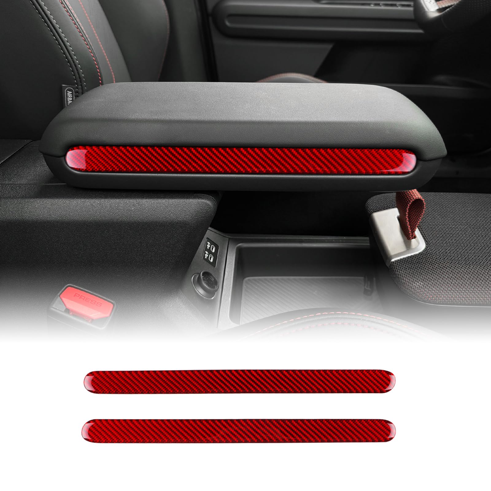 KUNGKIC Für 2024 2025 MINI U25 Countryman Kohlefaser Auto Armlehne Box Seite Zierleiste Dekorativ Innenraum Aufkleber Zubehör,Geschenk (Rot) von KUNGKIC