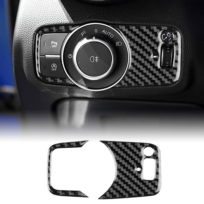 KUNGKIC Für Alfa Romeo Giulietta 2015 2016 Stelvio 2017-2024 Kohlefaser Auto Scheinwerferschalter Abdeckung Aufkleber Dekorative Innenbereich Zubehör,Geschenk (Schwarz) von KUNGKIC