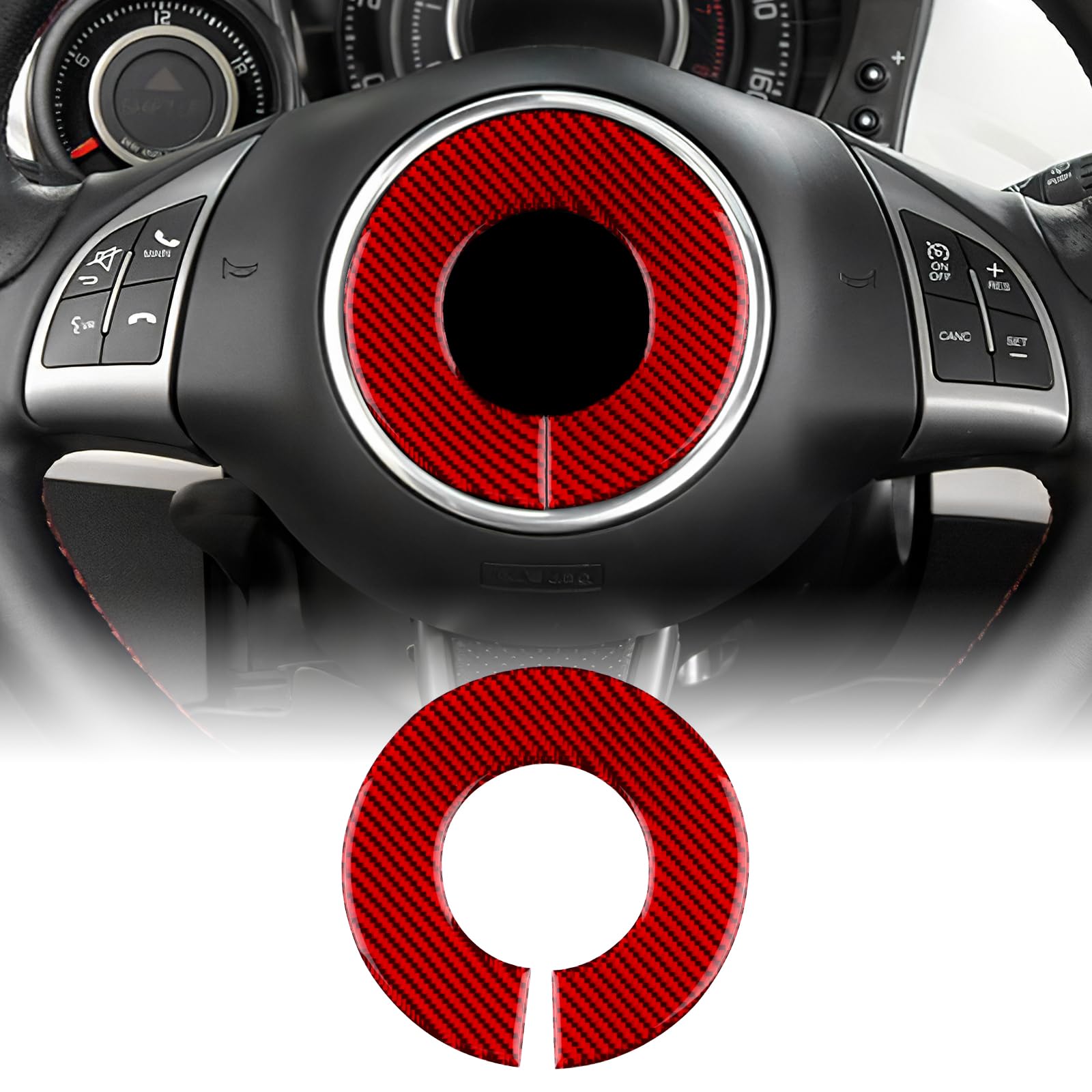 KUNGKIC Für FIAT 500 2008-2015 Abarth 595 2012-2015 Auto-Lenkrad Abdeckung Aufkleber Lenkrad-Mittelmarkierung Ring Kohlefaser Aufkleber Dekorative Innenbereich Zubehör Geschenk,Rot KUNGKIC Für FIAT 500 2008-2015 Abarth 595 2012-2015 Auto-Lenkrad Abdeckung Aufkleber Lenkrad-Mittelmarkierung Ring Kohlefaser Aufkleber Dekorative Innenbereich Zubehör Geschenk,Rot von KUNGKIC